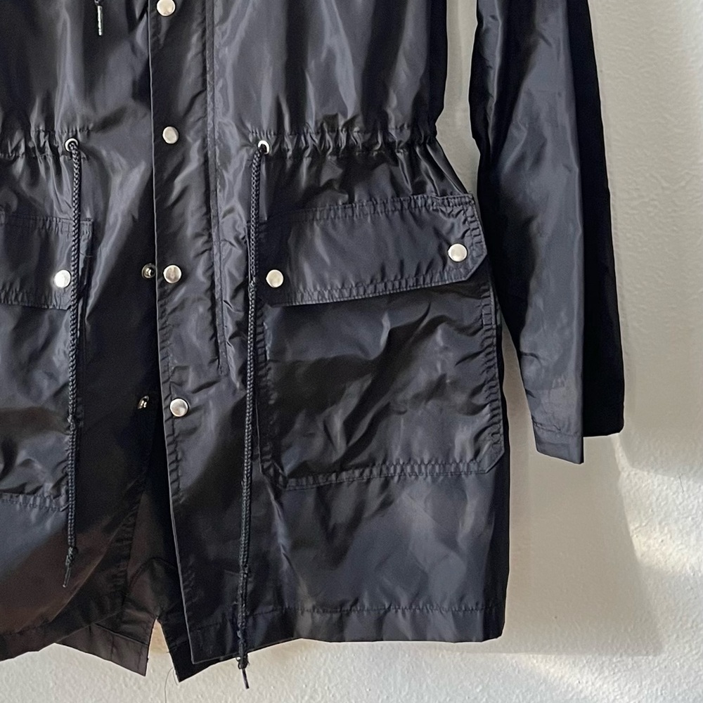 American Apparel Raincoat - Black, Mid-Thigh Length